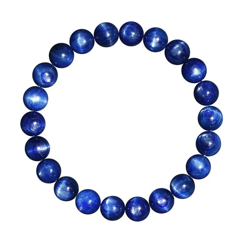 A blue crystal ball bracelet with a geometric shape and traditional Ruyi design elements.
