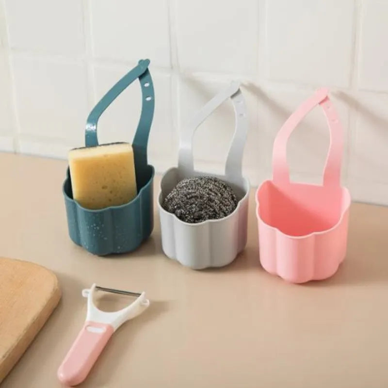 Nordic style plastic drain basket for kitchen sink in blue, grey or pink colour