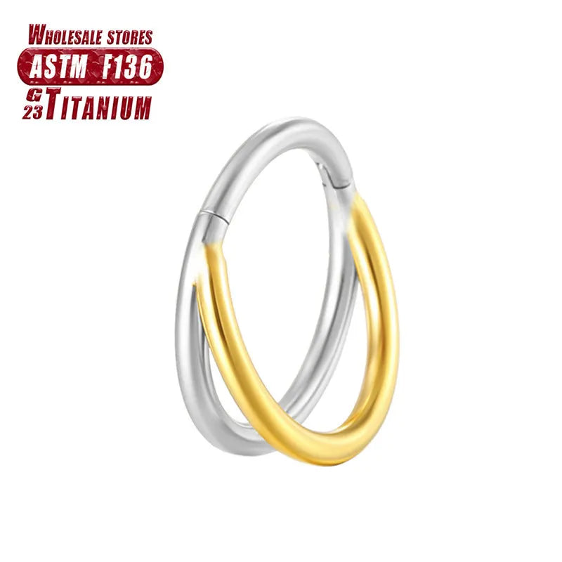 Titanium alloy fork-style nose ring body jewellery shown in silver finish.