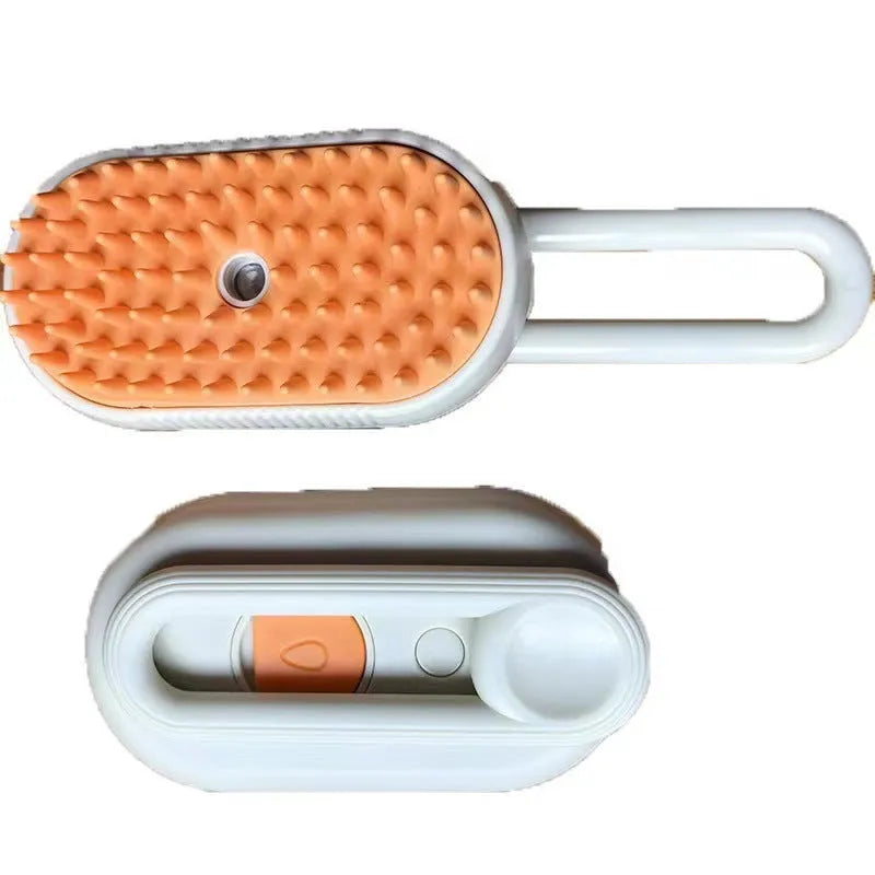 Avocado-themed pet grooming brush with spray function and massage bristles