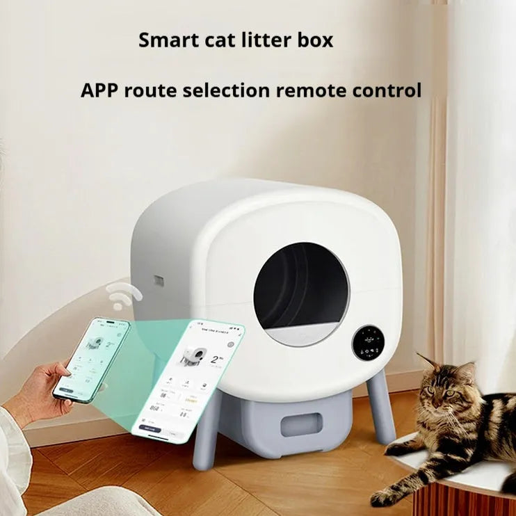 Automatic self-cleaning cat litter box with intelligent waste disposal system and 13L storage capacity