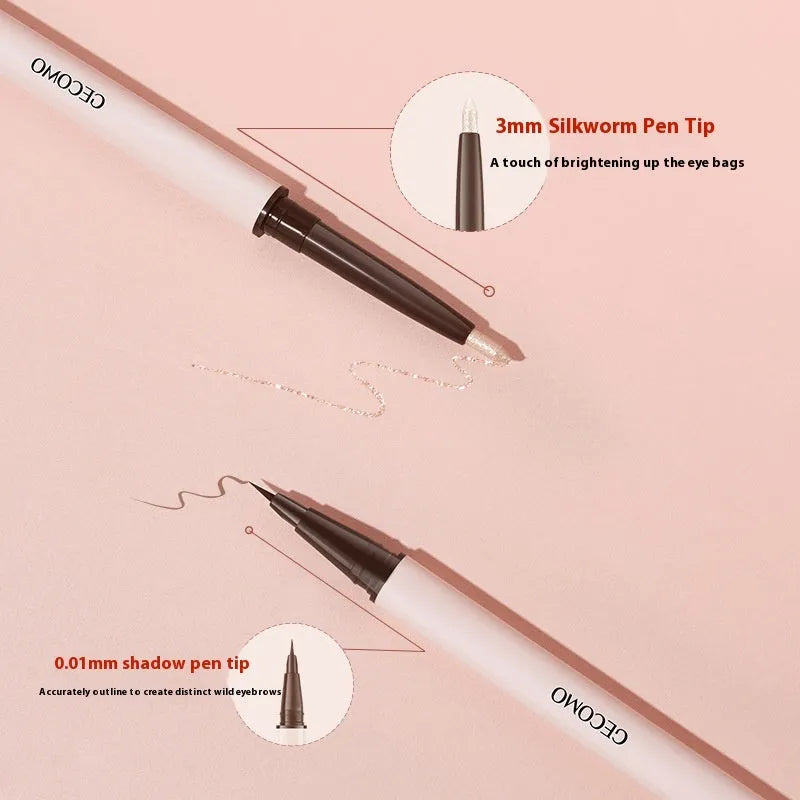 Double-headed silkworm eyeliner pen with stereoscopic star eyes design in pearlescent colours