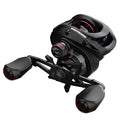 Drip wheel fishing reel with rocking wheel line mechanism, showing left and right hand wheel options.