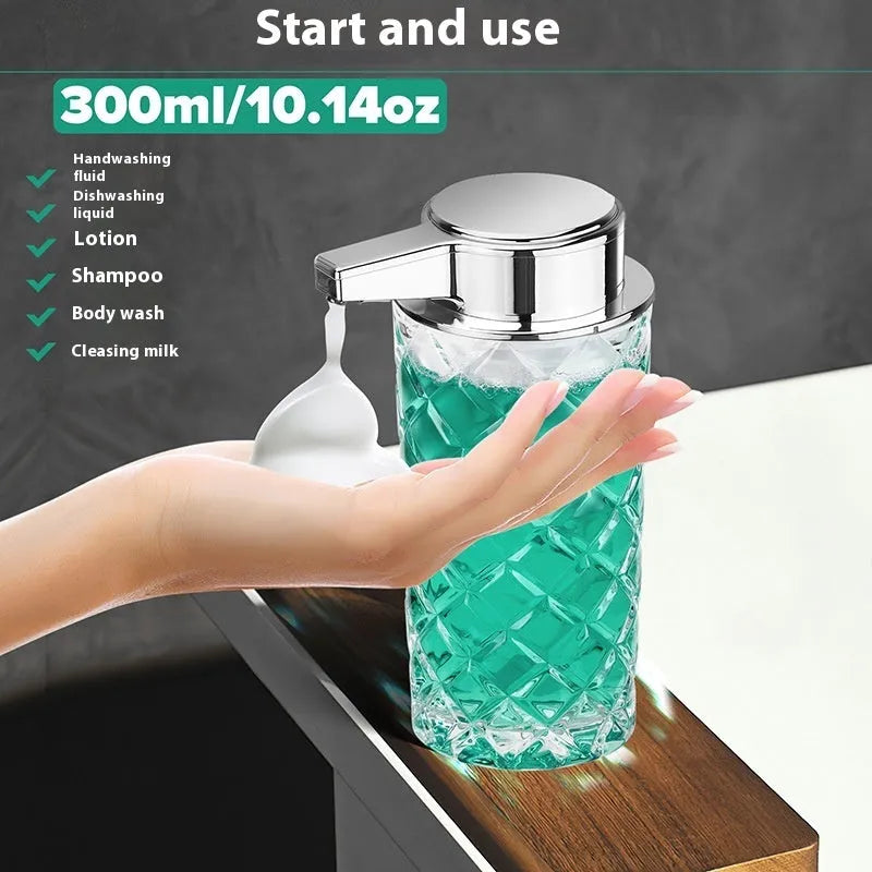 Automatic soap dispenser with silver-plated PET housing and USB Type-C charging port