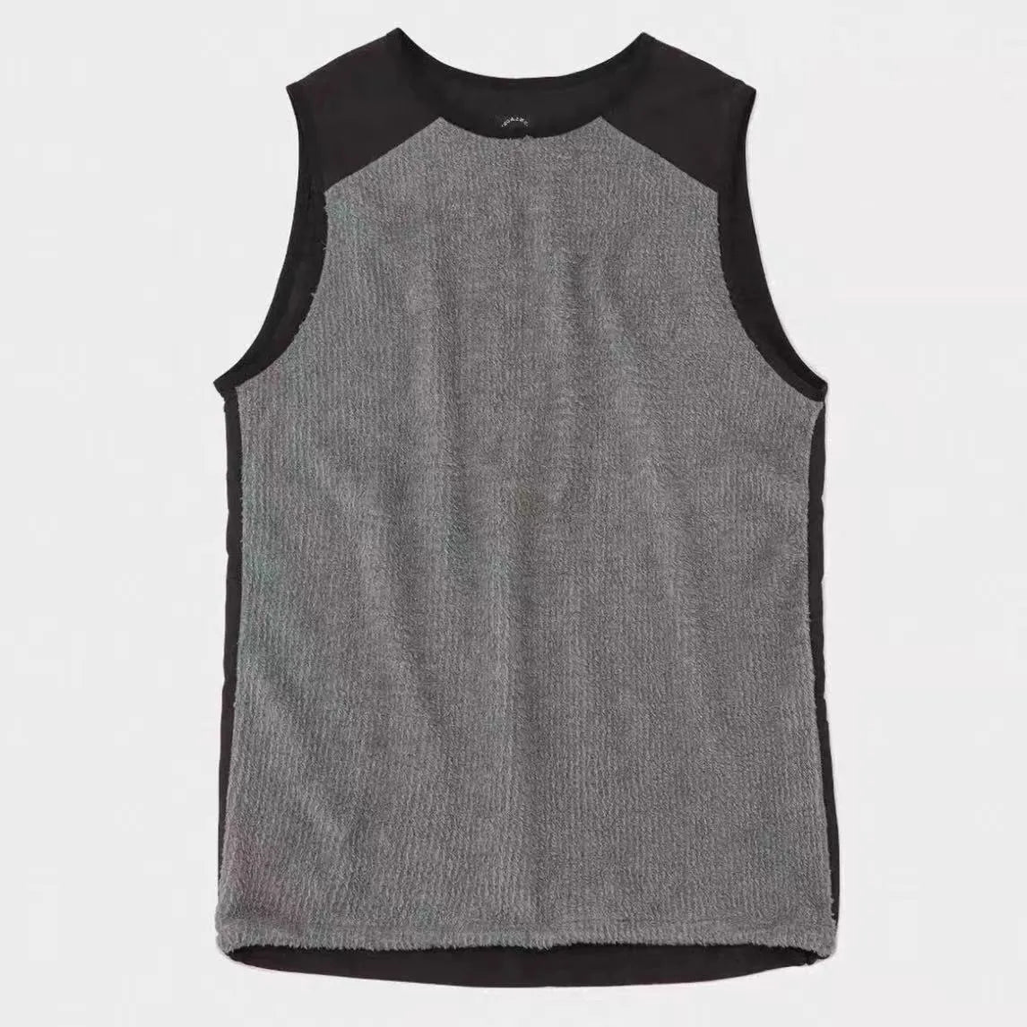 Men's lightweight fleece lined thermal vest in black solid colour with loose fit