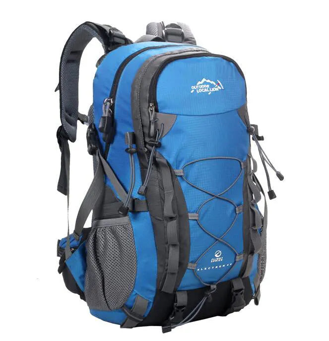 Polyester sports backpack in green showing 32cm width and 50cm height dimensions