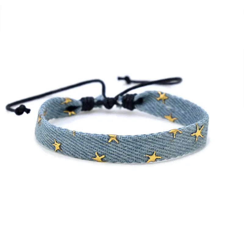 Handmade denim fabric bracelet in multiple colour options for unisex wear