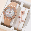 Women's fashion PU strap watch with alloy case and matching bracelet in beige colour