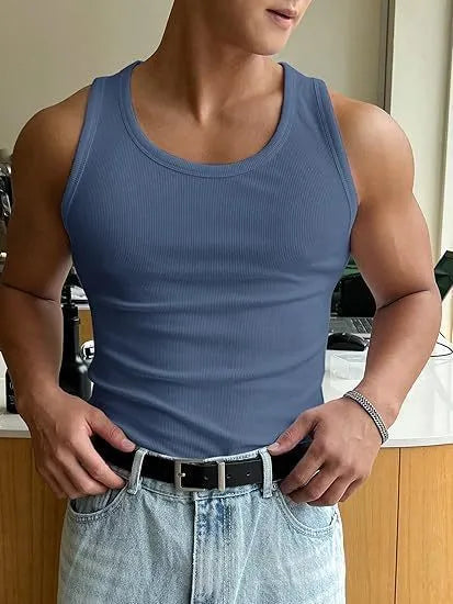 Men's grey polyester fitness t-shirt with wool lining showing front and back views