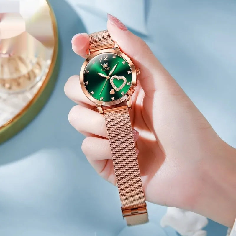 Women's mesh strap watch with 36mm alloy case in rose shell with choice of dial colours
