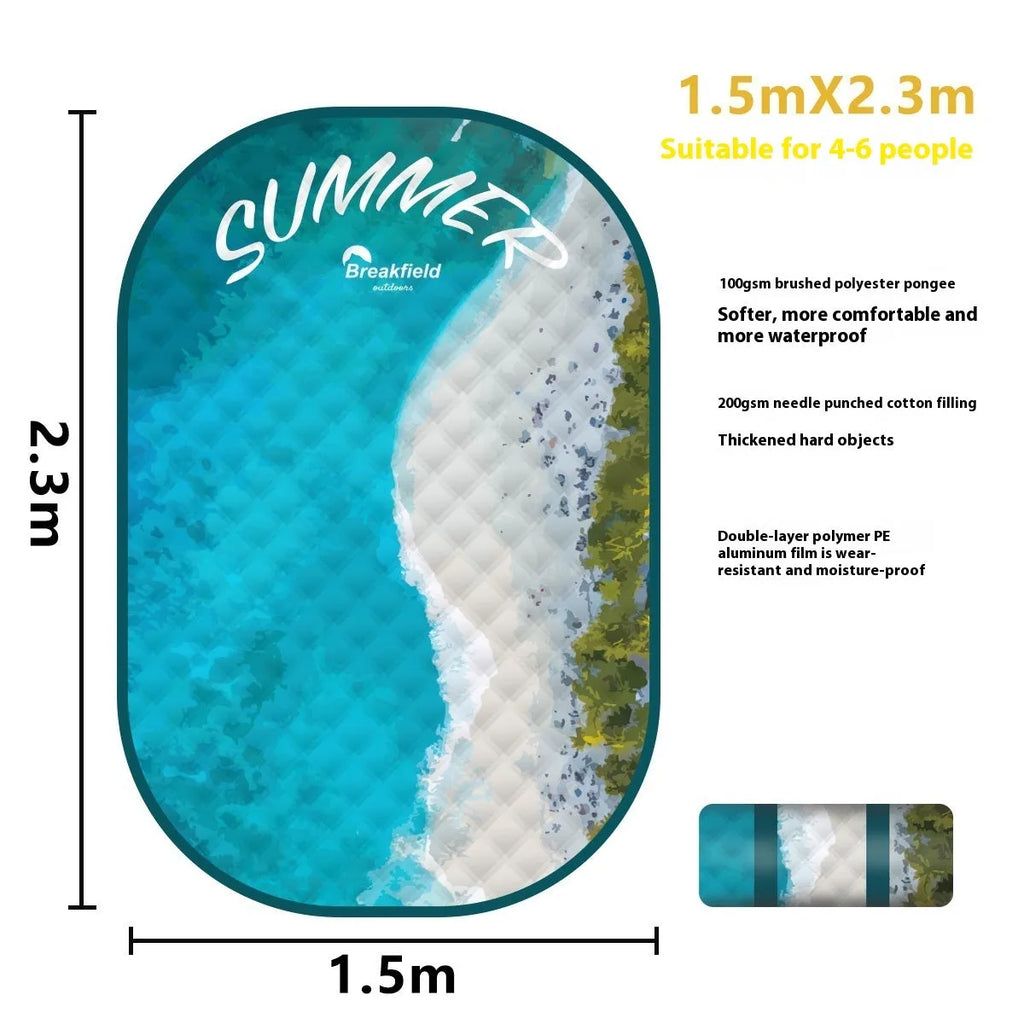 Waterproof ultrasonic thickening picnic mat in Four Seasons Series colour showing brushed fabric texture