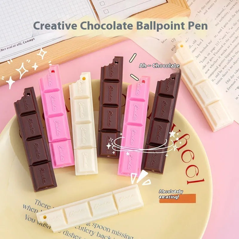 Chocolate cartoon ballpoint pen with 0.5mm tip in pink, beige, or brown refill colour.