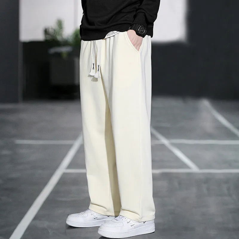 Casual men's multi-pocket sports trousers in gray, high waist, bamboo fibre blend