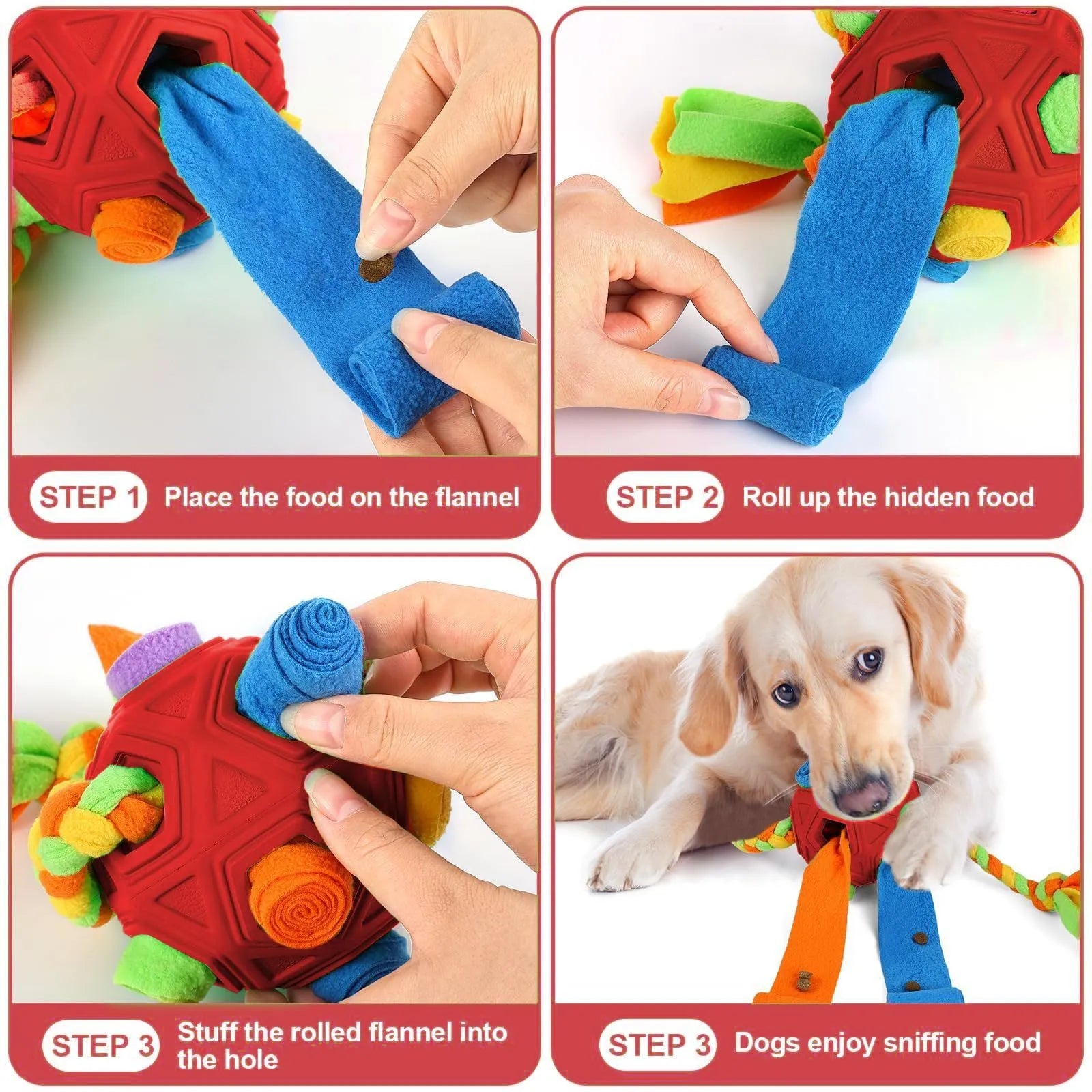 Adjustable difficulty dog puzzle sniffing ball in silicone rubber for IQ training