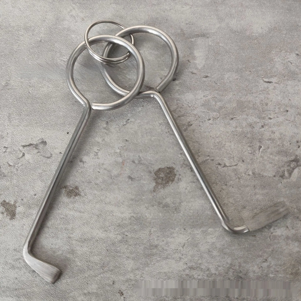 Two-piece alloy wrench tool set showing both wrenches with universal fitting ends
