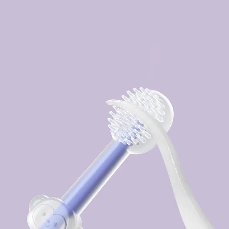 Silica gel pet toothbrush for cats and dogs in blue, green and purple colours