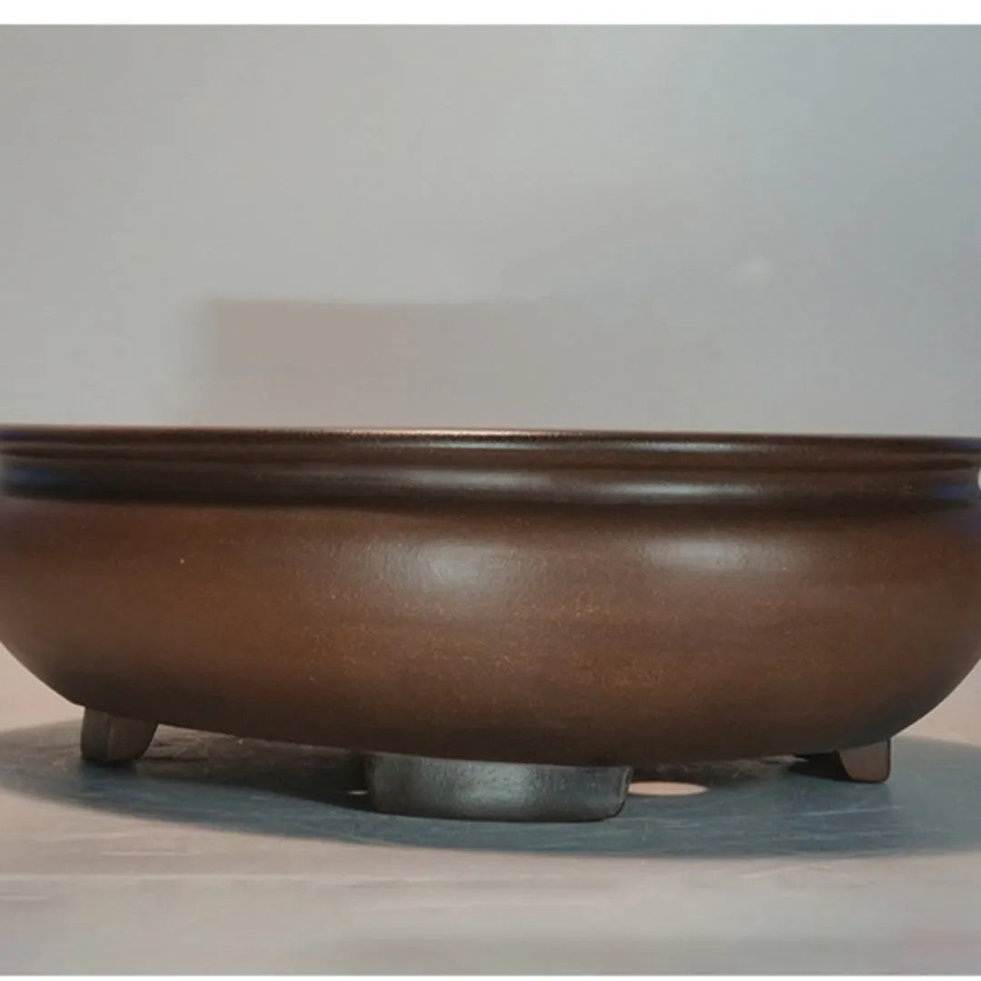 Handmade purple sand porcelain flowerpot with classical design for indoor desktop gardening