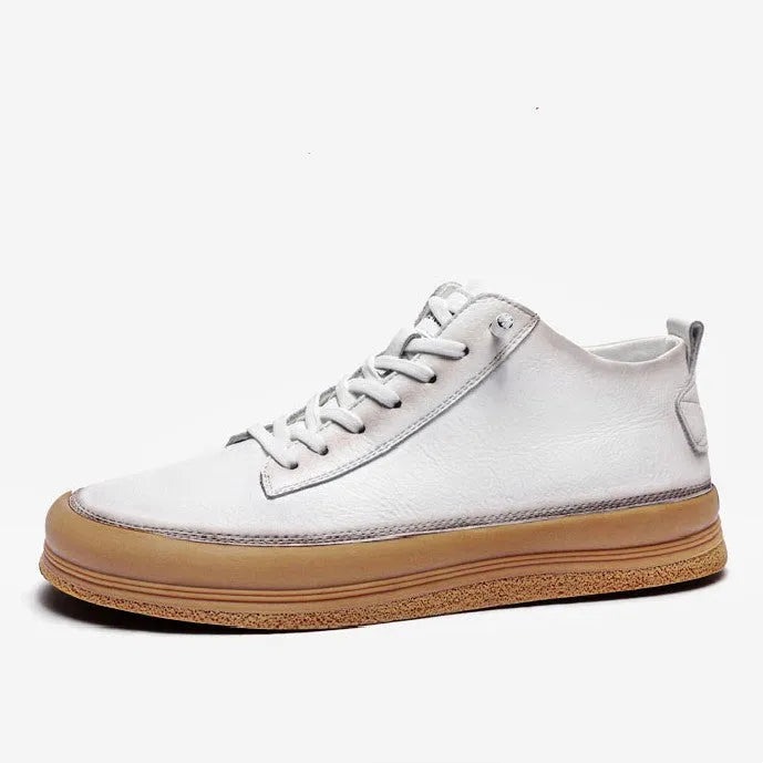 Men's black casual leather shoes with rubber sole and lace closure