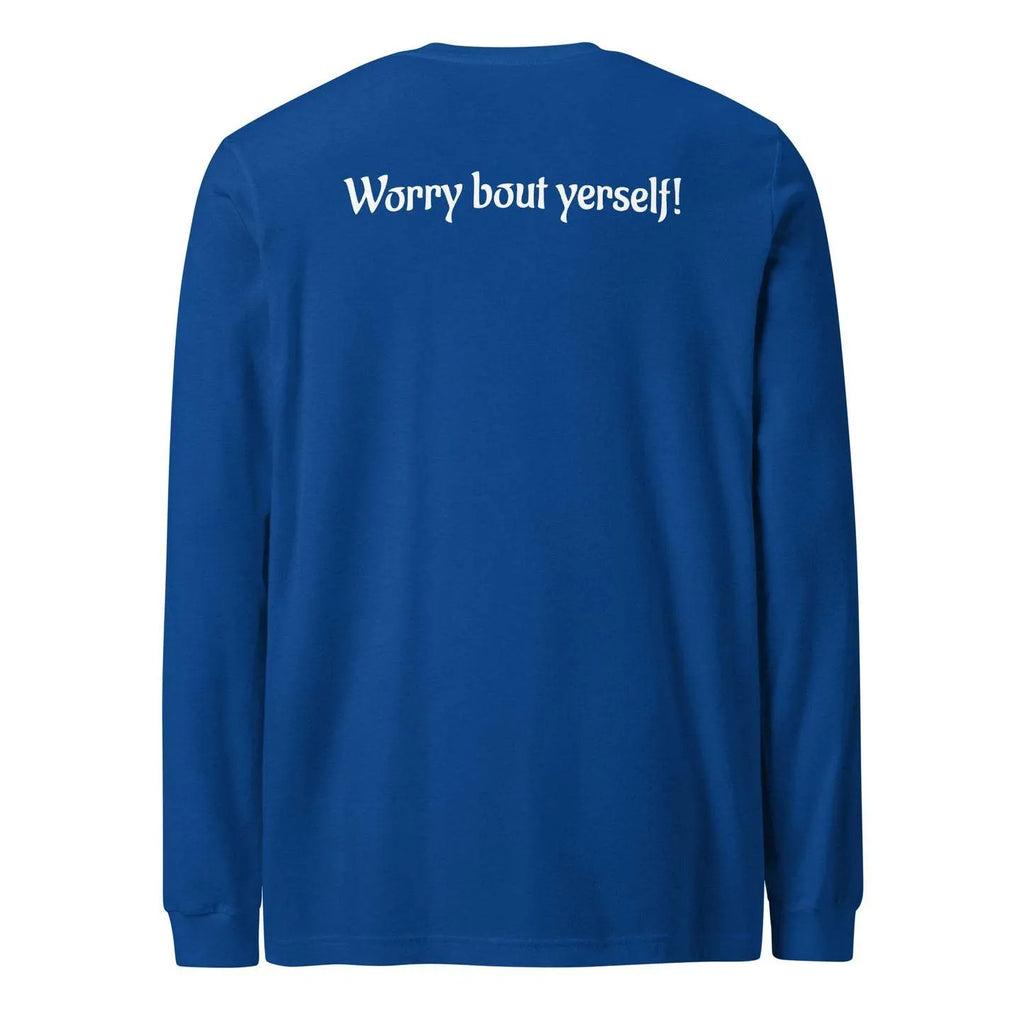 Men's blue loose round neck casual sweater with printed letter patterns in Korean Japanese style