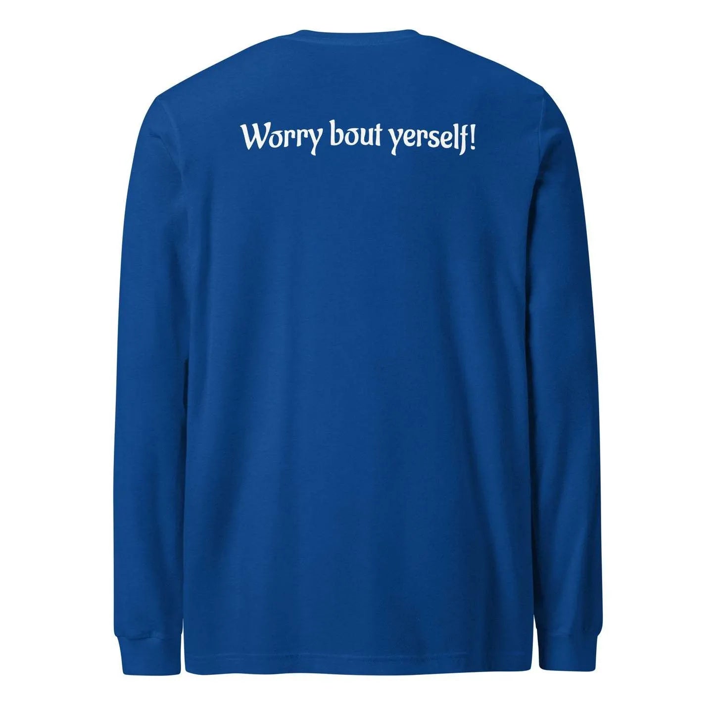 Men's blue loose round neck casual sweater with printed letter patterns in Korean Japanese style