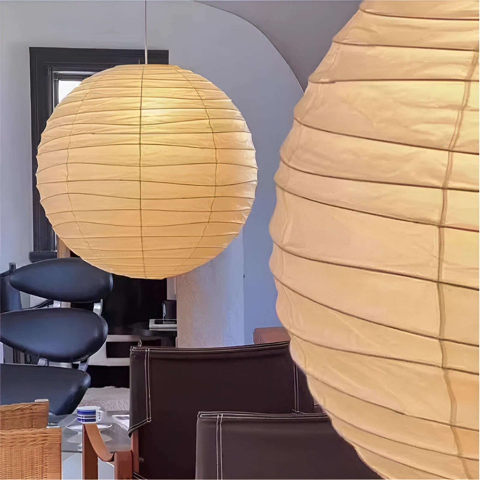 Japanese style rice paper pendant chandelier light fitting for ceiling.