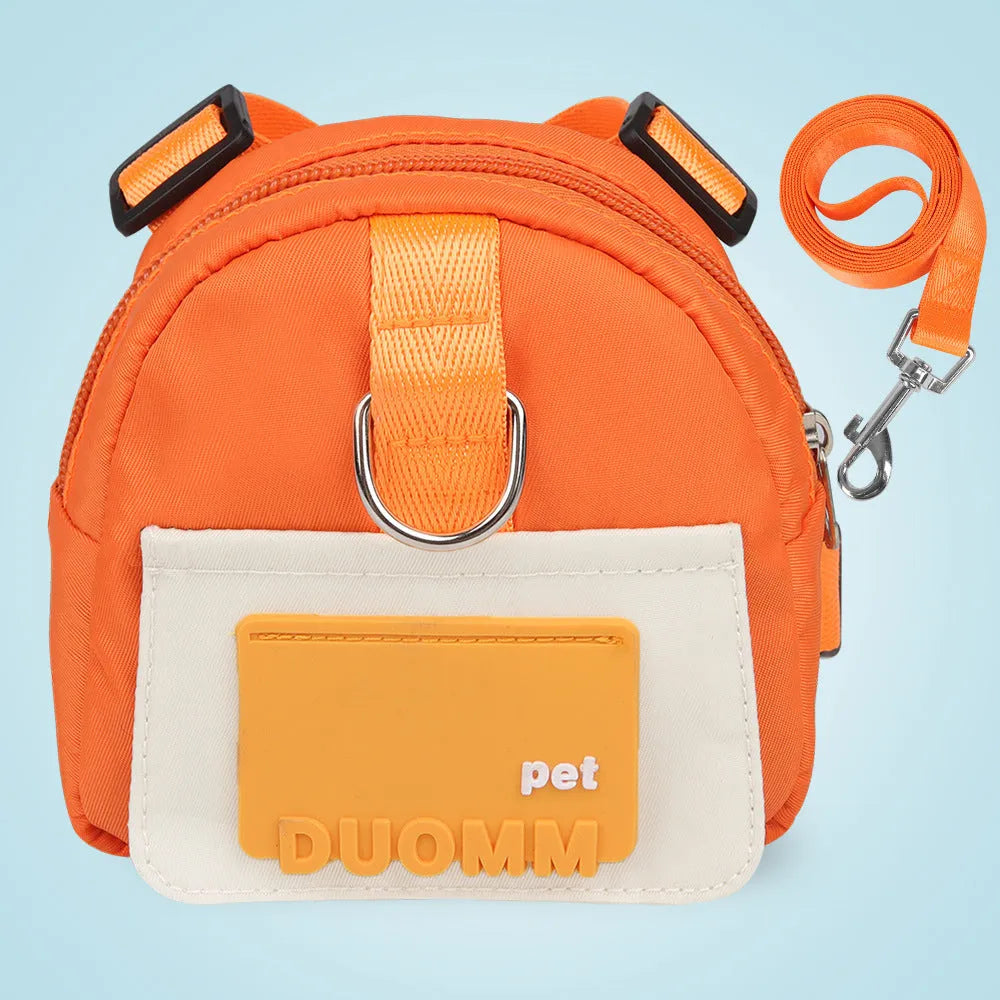 Adjustable dog harness backpack with storage compartment in blue colour