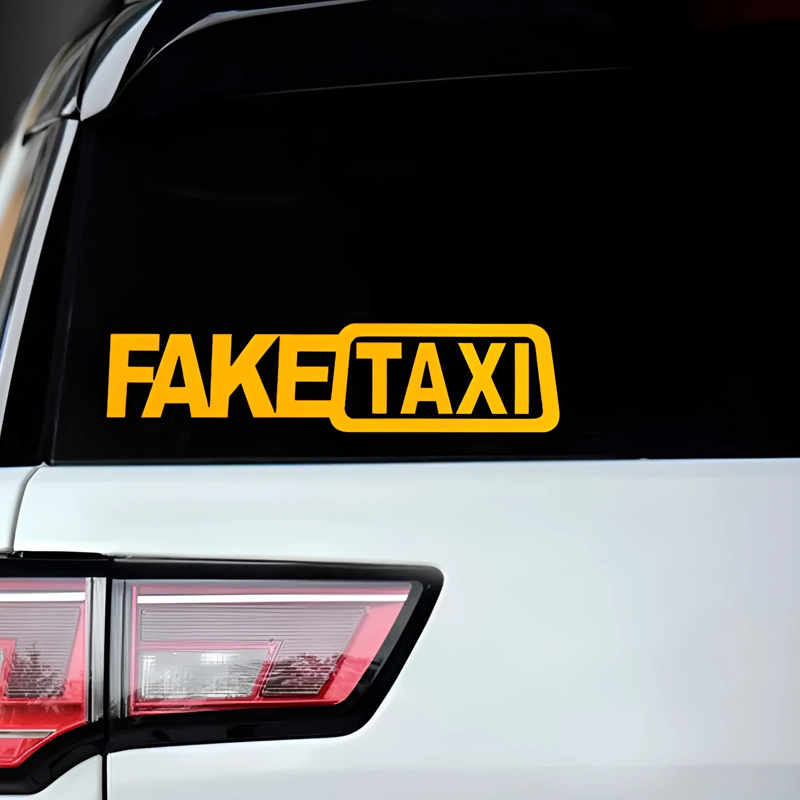 FAKE TAXI waterproof car warning sticker measuring 20cm by 8cm on PET material