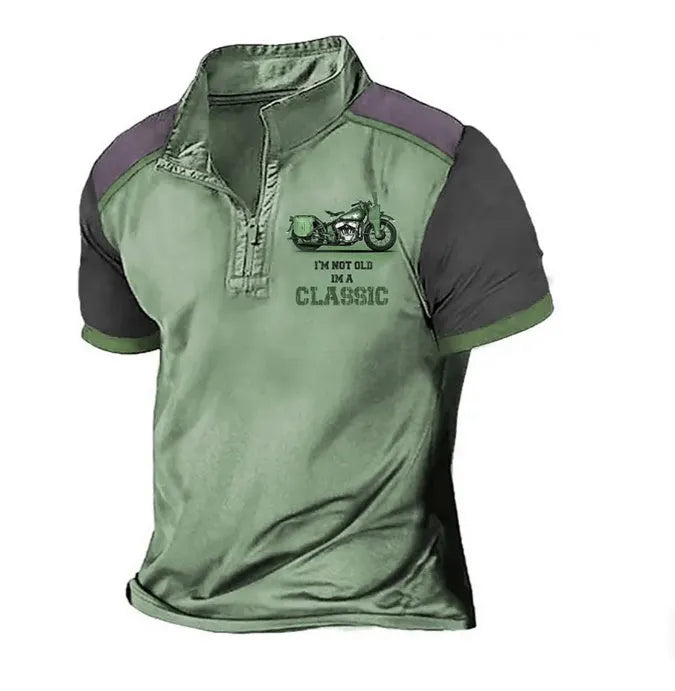 Men's 3D printed golf polo shirt in loose fit polyester bird eye cloth