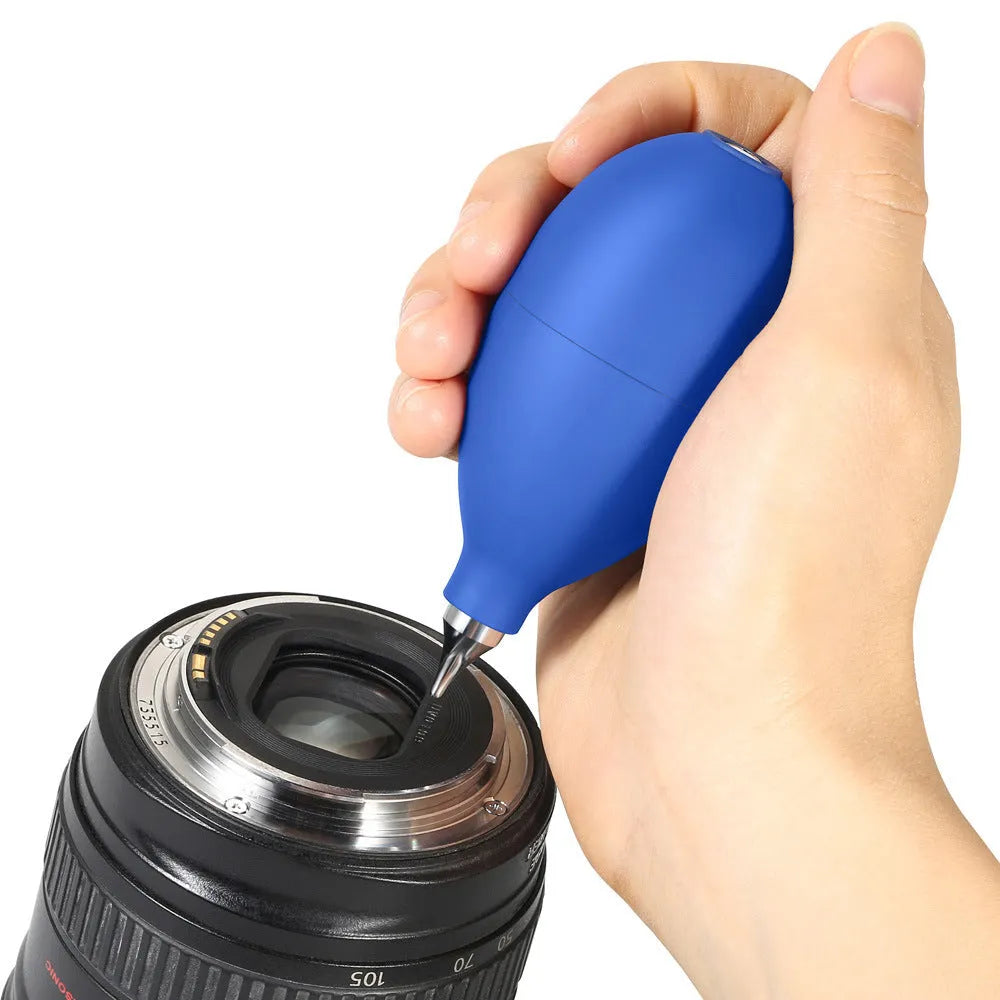 Blue rubber dust removal ball for camera and mobile phone cleaning measuring 9.5cm