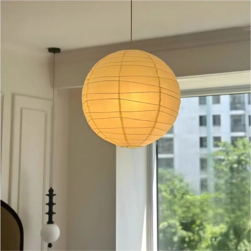 Japanese style rice paper pendant chandelier light fitting for ceiling.