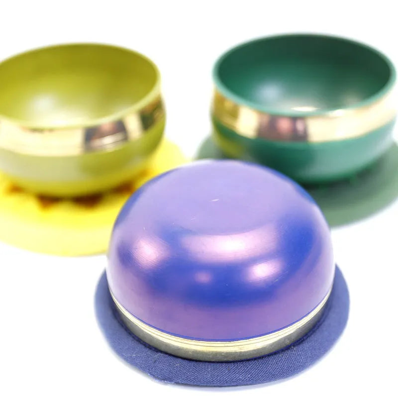 Handmade colourful Himalaya singing bowl percussion instrument, 7.8cm diameter.