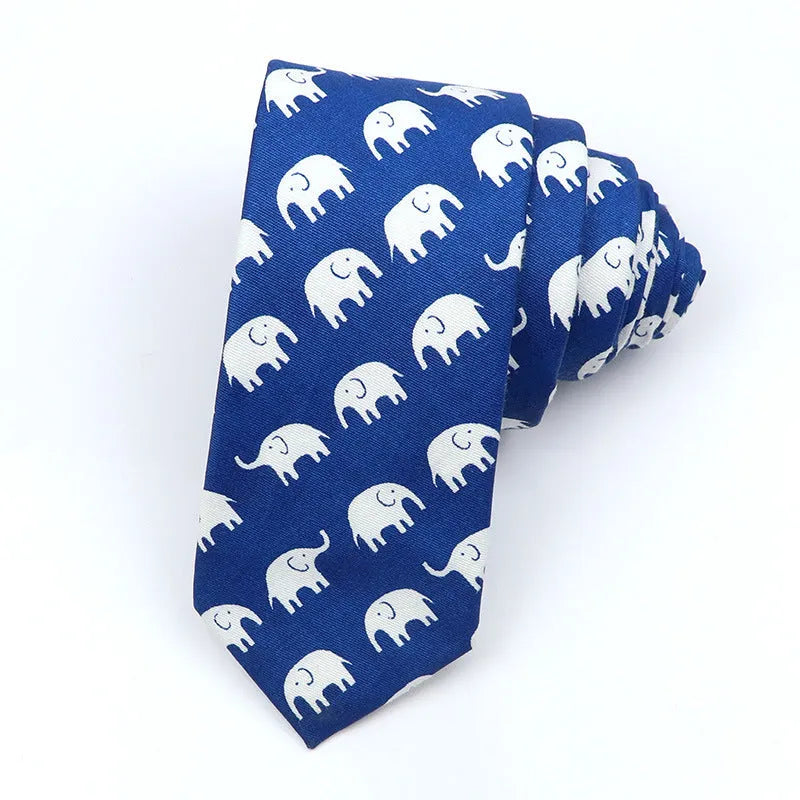 Korean style narrow men's cotton bow tie with a printed cartoon pattern, shown in colour GH21-01.