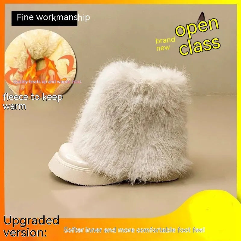 Women's low-top snow boots in black with a fleece lining and waterproof rubber platform sole.