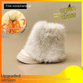 Women's low-top snow boots in black with a fleece lining and waterproof rubber platform sole.