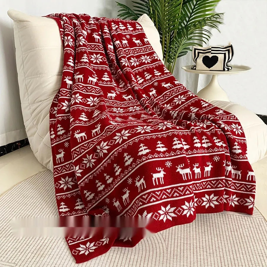 Personalised acrylic Christmas blanket with snowflake or reindeer pattern in choice of two sizes.