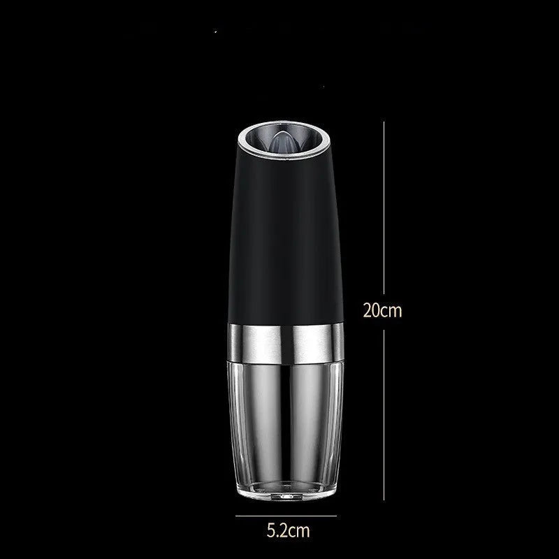 Rechargeable electric pepper and salt grinder set with USB cable, ceramic mechanism, and LED light in black and white
