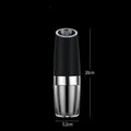 Rechargeable electric pepper and salt grinder set with USB cable, ceramic mechanism, and LED light in black and white