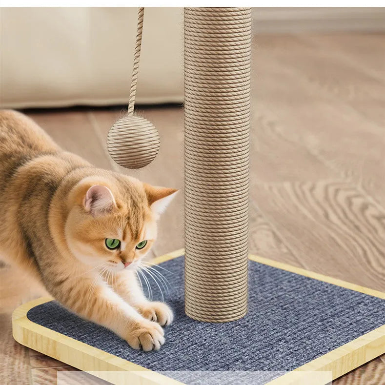 Windmill colour cat climbing frame with hanging ball toy on pine wood structure with carpet leather surfaces