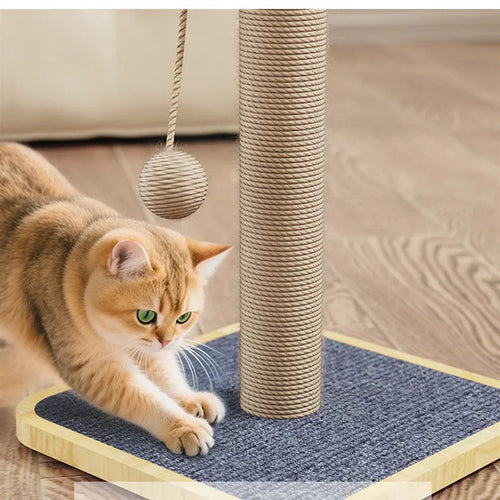 Windmill colour cat climbing frame with hanging ball toy on pine wood structure with carpet leather surfaces