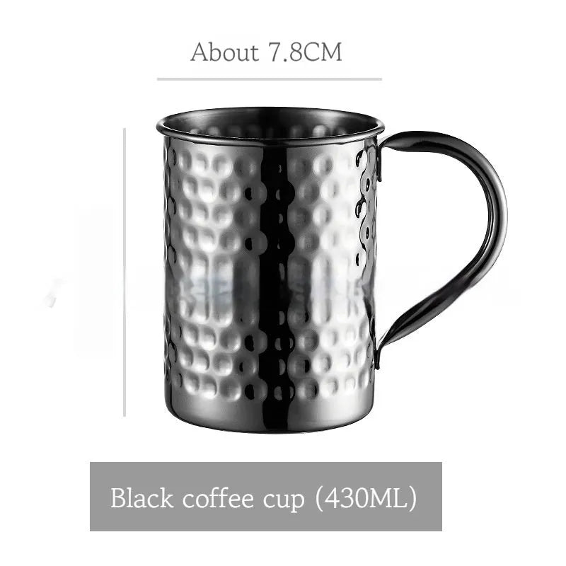 Stainless steel Moscow Mule cup with copper plating in hammer point style showing metallic finish.