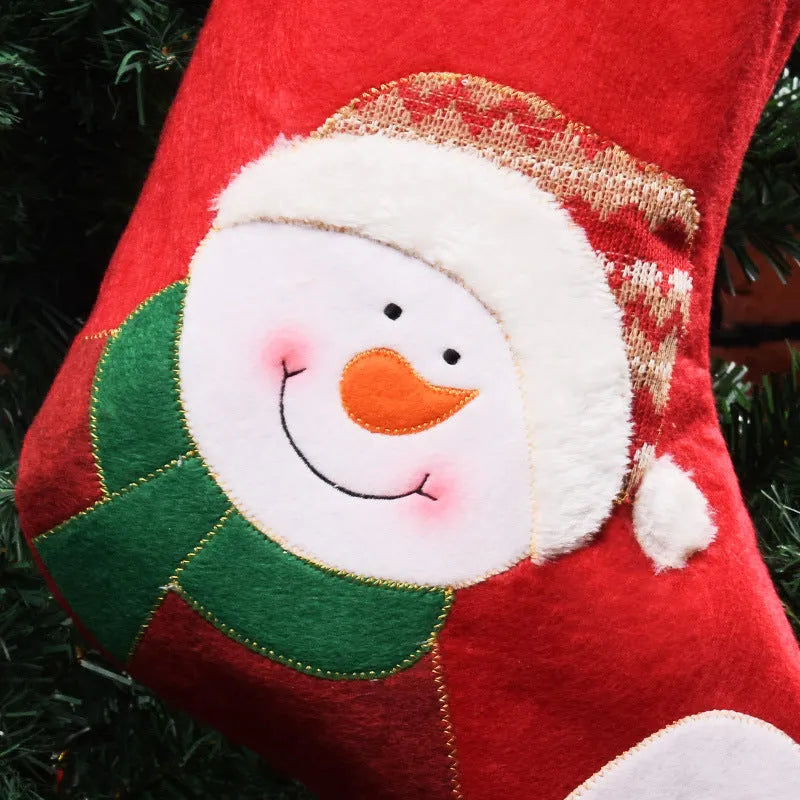 Non-woven fabric Christmas stocking pendant with elk, elderly snowman, and snowman designs