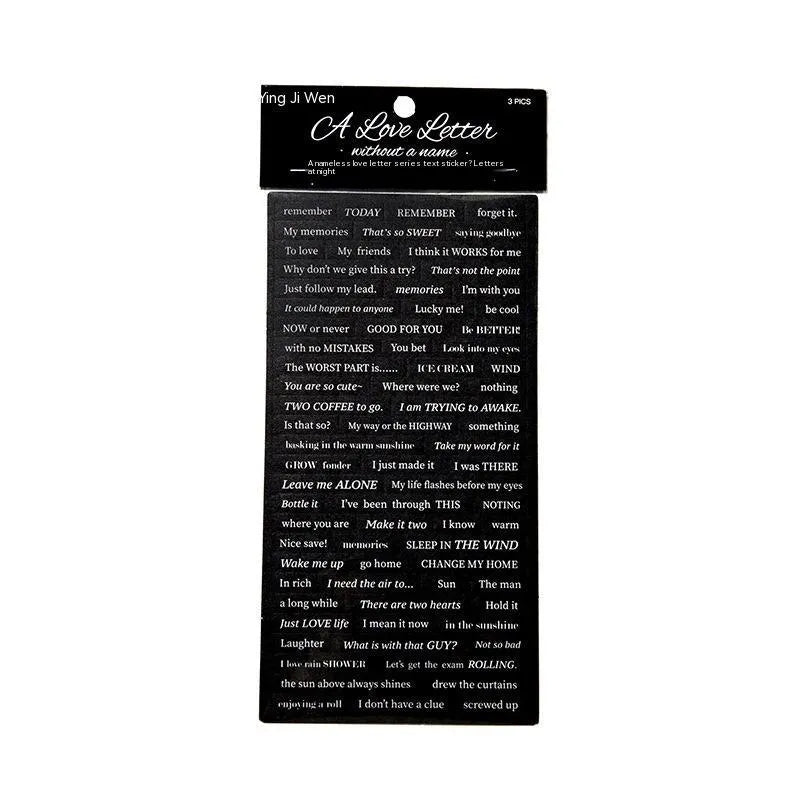Three ins-style English quotation stickers on Japanese paper in four colour options.