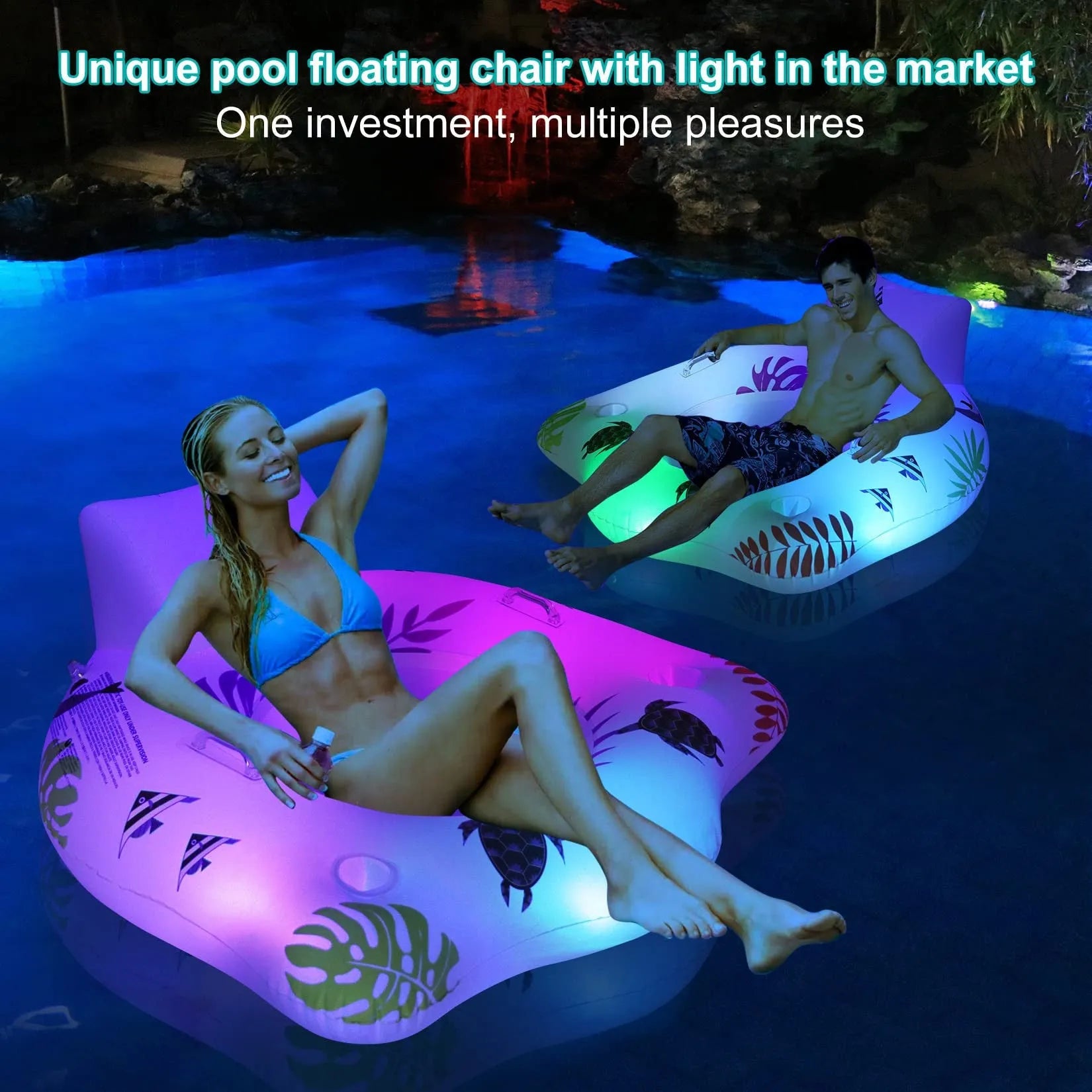 White U-shaped inflatable float with luminous feature measuring 120cm square