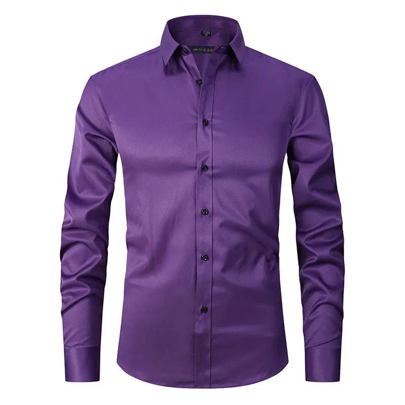 Men's stretch long sleeve work shirt in polyester available in multiple colours with Asian fit sizing