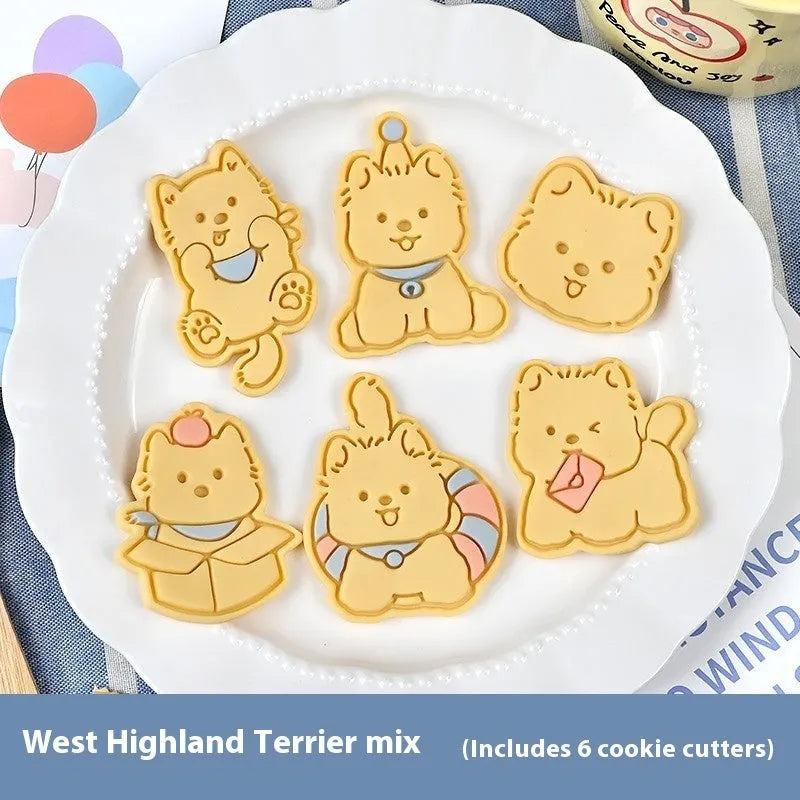 Three dimensional plastic biscuit mould with puppy cartoon designs for baking
