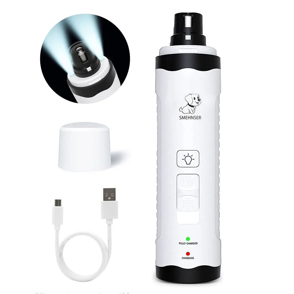 Electric dog nail trimmer with LED digital display and dust collection port