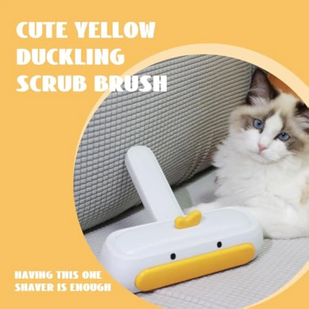 Yellow duck portable pet hair remover with polyester bristles for furniture and car seats
