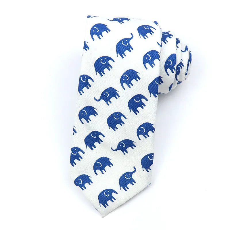 Korean style narrow men's cotton bow tie with a printed cartoon pattern, shown in colour GH21-01.