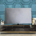 Soft pink velvet dust cover draped over a 55-inch flat screen LCD television.