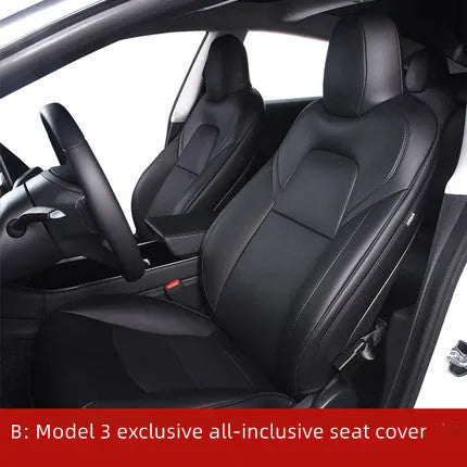 Tesla Model 3 and Model Y PVC seat cover set in black or white for interior protection.